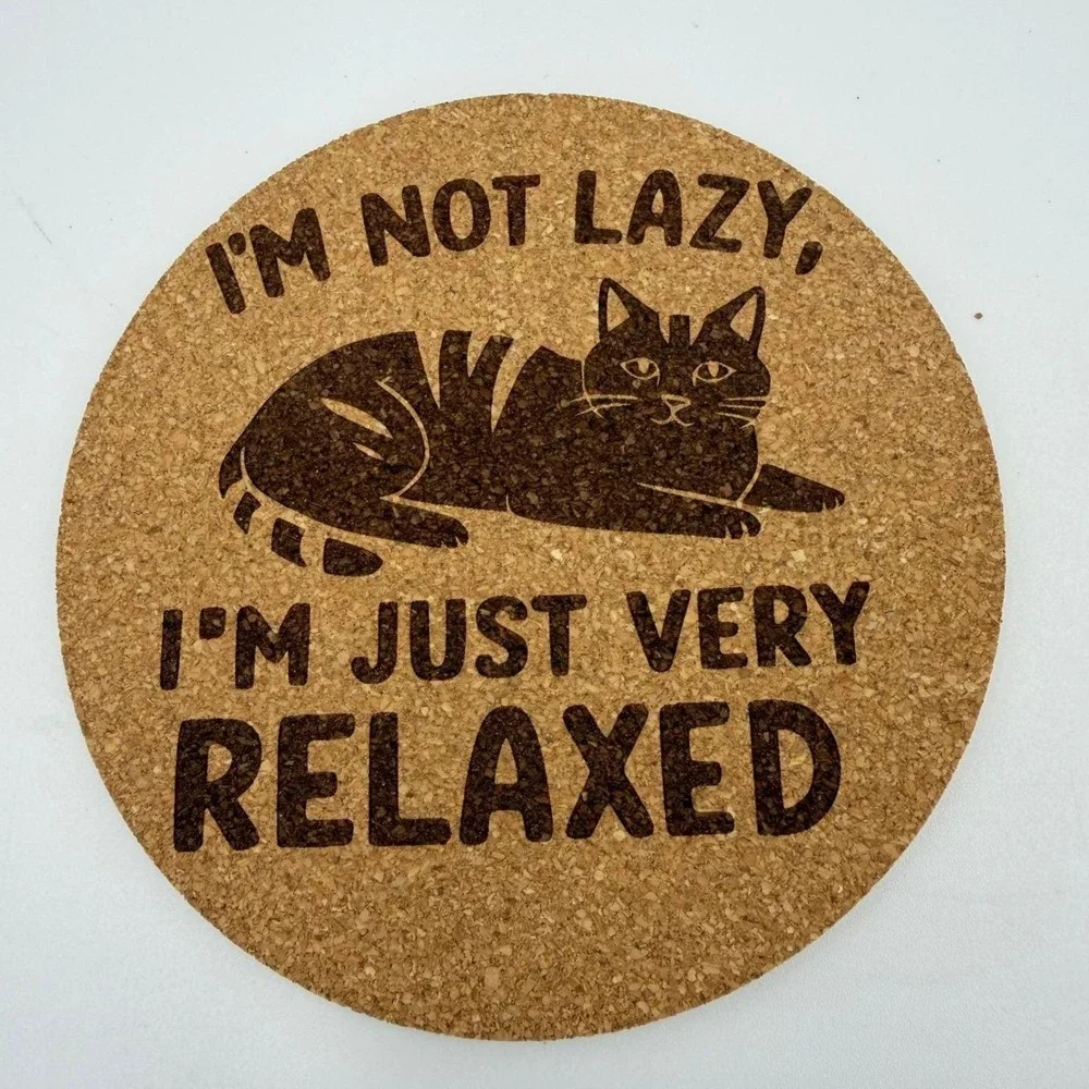 Cat Lover Cork Coaster Set of 4 Funny Cat Quotes‎ Laser Engraved Drink Mats